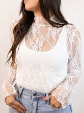 Load image into Gallery viewer, Lace Mock Neck Long Sleeve Top