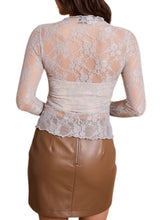 Load image into Gallery viewer, Lace Mock Neck Long Sleeve Top