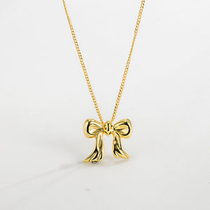 Copper Bow Shape Pendant Necklace (Gold & Silver)